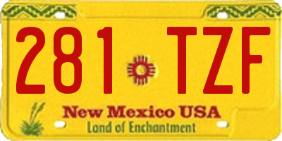 NM license plate 281TZF
