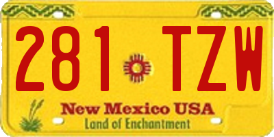 NM license plate 281TZW
