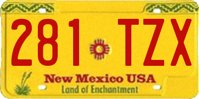 NM license plate 281TZX