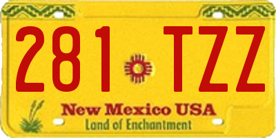 NM license plate 281TZZ