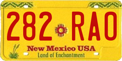 NM license plate 282RAO