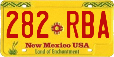 NM license plate 282RBA