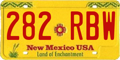 NM license plate 282RBW