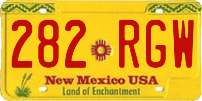 NM license plate 282RGW