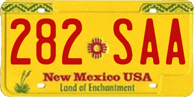 NM license plate 282SAA