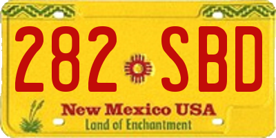 NM license plate 282SBD