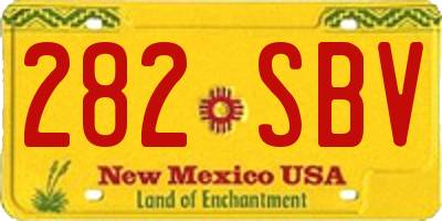 NM license plate 282SBV