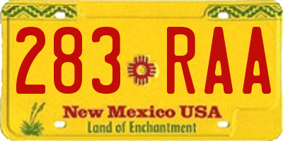 NM license plate 283RAA