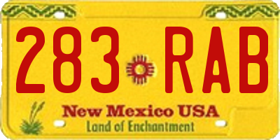 NM license plate 283RAB