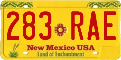 NM license plate 283RAE