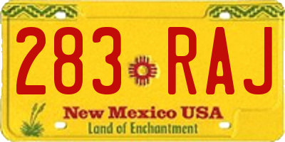 NM license plate 283RAJ