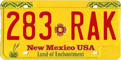 NM license plate 283RAK