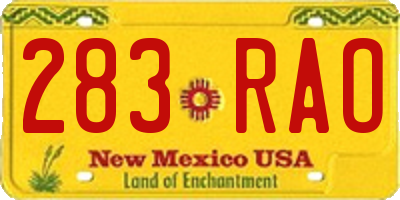 NM license plate 283RAO