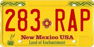 NM license plate 283RAP