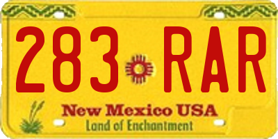 NM license plate 283RAR