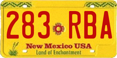 NM license plate 283RBA