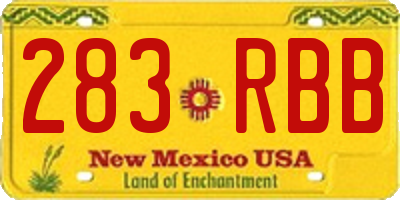 NM license plate 283RBB