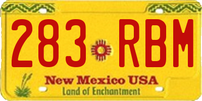 NM license plate 283RBM