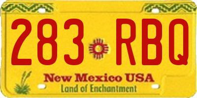NM license plate 283RBQ