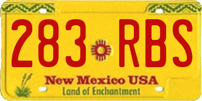 NM license plate 283RBS