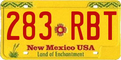 NM license plate 283RBT