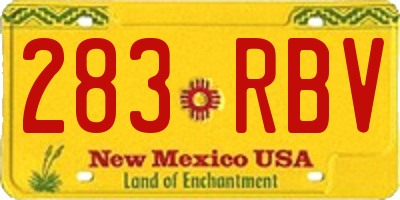 NM license plate 283RBV