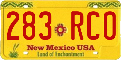 NM license plate 283RCO