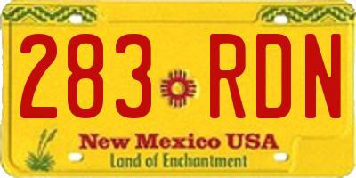 NM license plate 283RDN