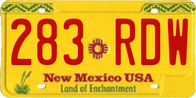 NM license plate 283RDW