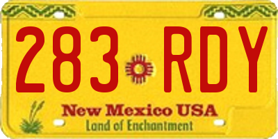 NM license plate 283RDY