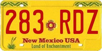 NM license plate 283RDZ