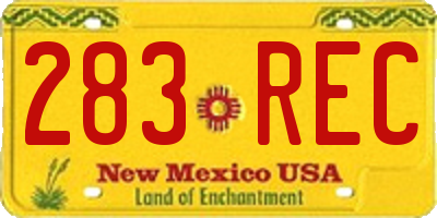 NM license plate 283REC