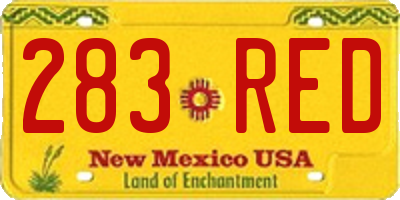 NM license plate 283RED