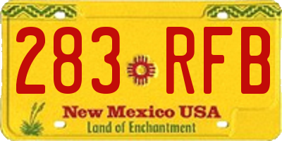 NM license plate 283RFB