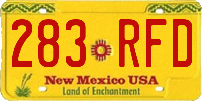 NM license plate 283RFD