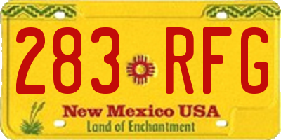 NM license plate 283RFG