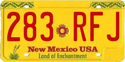 NM license plate 283RFJ