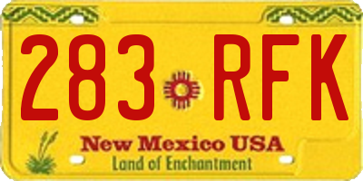 NM license plate 283RFK