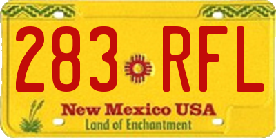 NM license plate 283RFL