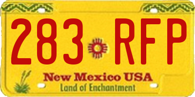 NM license plate 283RFP