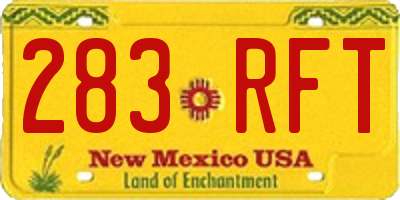 NM license plate 283RFT