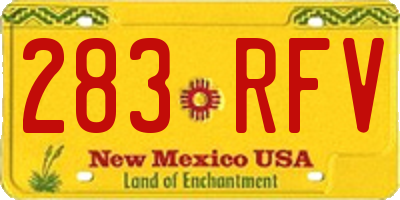 NM license plate 283RFV