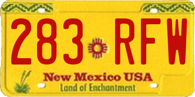 NM license plate 283RFW