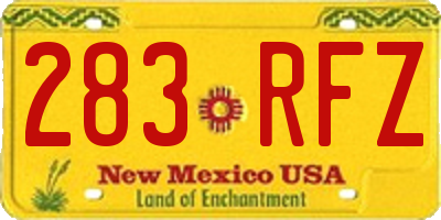 NM license plate 283RFZ