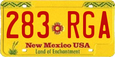 NM license plate 283RGA