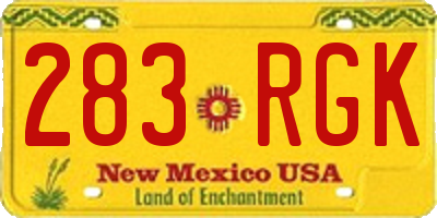 NM license plate 283RGK