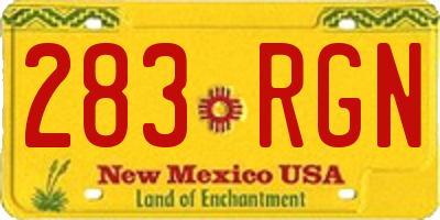 NM license plate 283RGN