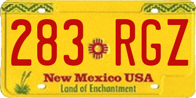 NM license plate 283RGZ