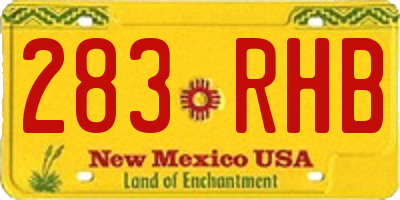 NM license plate 283RHB