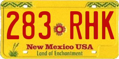 NM license plate 283RHK